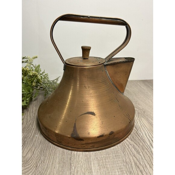 Vintage Copper Teapot Sailing Ship Captains Tea Kettle Coffee Pot Made In USA - Picture 3 of 10